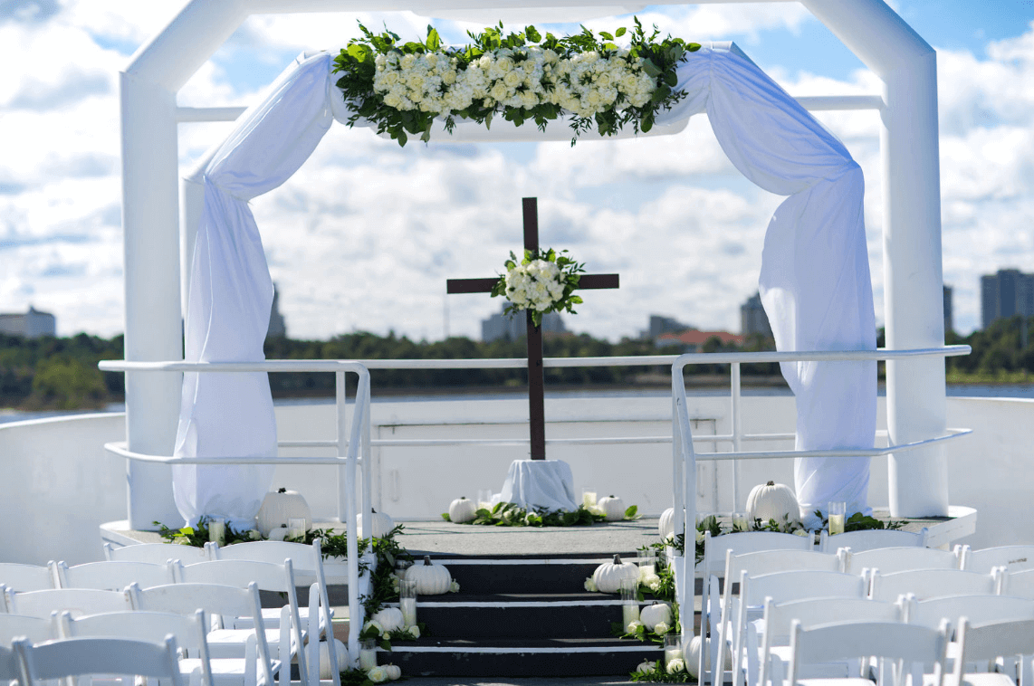 destin weddings wide sky deck karley white pumpkins